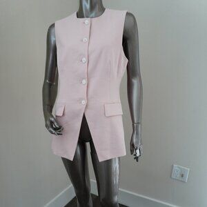 Veronica Beard Pink Vest Linen Viscose Twill Button Front Size 6